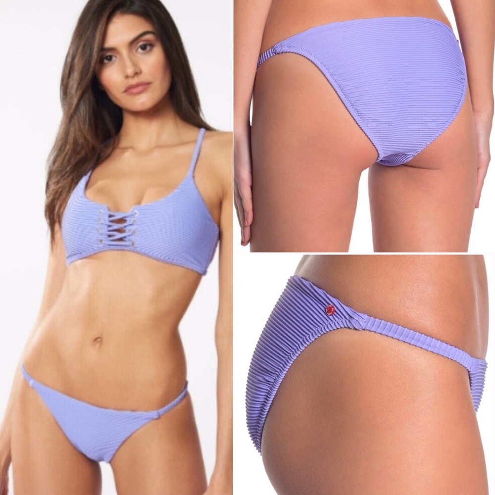 Red Carter Lilac Ribbed Hipster Bikini Bottoms Sz L/10